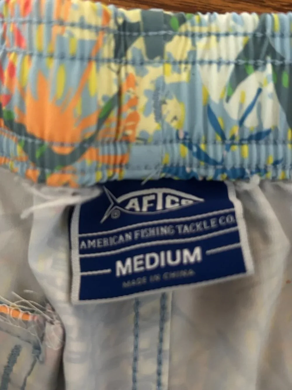 AFTCO Strike Swim Shorts Fishing Shorts Tropical Floral Elfin Yellow Size Medium